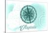 Virginia - Compass - Teal - Coastal Icon-Lantern Press-Stretched Canvas