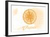 Virginia - Compass - Yellow - Coastal Icon-Lantern Press-Framed Art Print