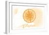 Virginia - Compass - Yellow - Coastal Icon-Lantern Press-Framed Art Print