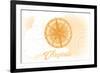 Virginia - Compass - Yellow - Coastal Icon-Lantern Press-Framed Premium Giclee Print