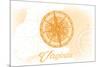 Virginia - Compass - Yellow - Coastal Icon-Lantern Press-Mounted Premium Giclee Print