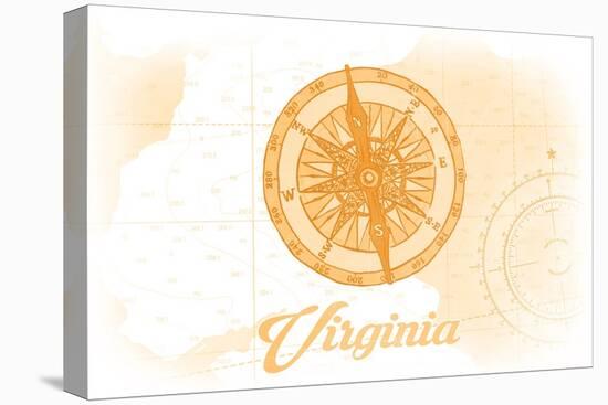 Virginia - Compass - Yellow - Coastal Icon-Lantern Press-Stretched Canvas