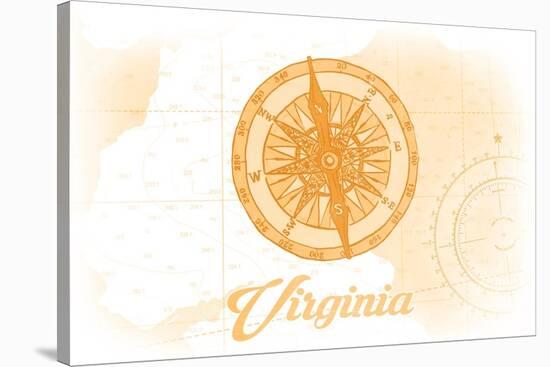 Virginia - Compass - Yellow - Coastal Icon-Lantern Press-Stretched Canvas