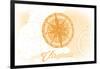 Virginia - Compass - Yellow - Coastal Icon-Lantern Press-Framed Art Print