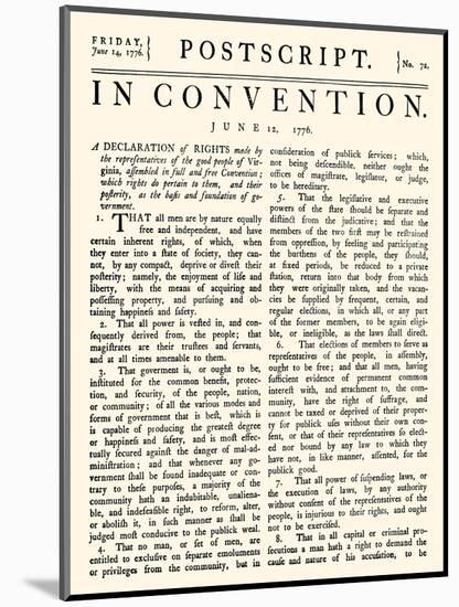 Virginia Constitution, 1776-null-Mounted Giclee Print