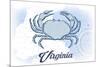 Virginia - Crab - Blue - Coastal Icon-Lantern Press-Mounted Art Print