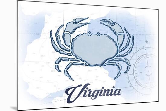 Virginia - Crab - Blue - Coastal Icon-Lantern Press-Mounted Premium Giclee Print