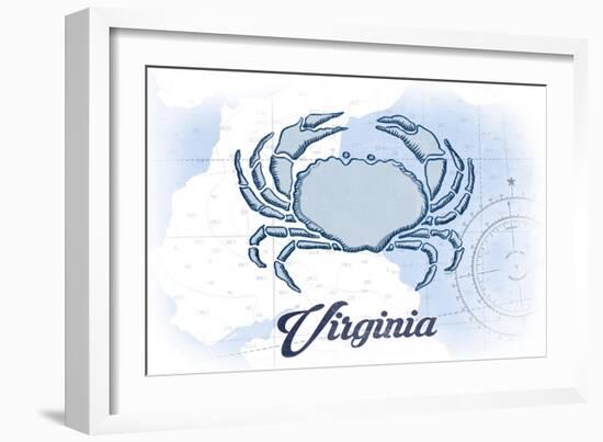 Virginia - Crab - Blue - Coastal Icon-Lantern Press-Framed Art Print