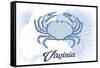 Virginia - Crab - Blue - Coastal Icon-Lantern Press-Framed Stretched Canvas