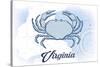 Virginia - Crab - Blue - Coastal Icon-Lantern Press-Stretched Canvas