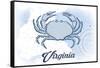 Virginia - Crab - Blue - Coastal Icon-Lantern Press-Framed Stretched Canvas