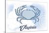 Virginia - Crab - Blue - Coastal Icon-Lantern Press-Stretched Canvas