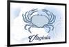 Virginia - Crab - Blue - Coastal Icon-Lantern Press-Framed Art Print