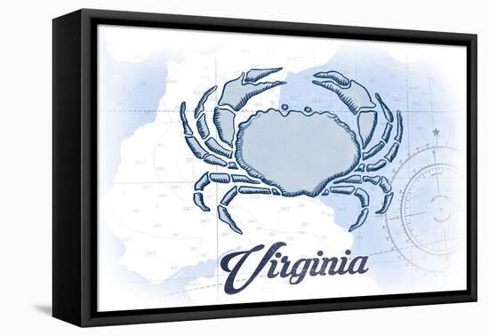 Virginia - Crab - Blue - Coastal Icon-Lantern Press-Framed Stretched Canvas