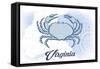 Virginia - Crab - Blue - Coastal Icon-Lantern Press-Framed Stretched Canvas