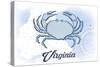 Virginia - Crab - Blue - Coastal Icon-Lantern Press-Stretched Canvas