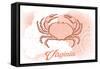 Virginia - Crab - Coral - Coastal Icon-Lantern Press-Framed Stretched Canvas