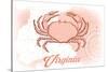 Virginia - Crab - Coral - Coastal Icon-Lantern Press-Stretched Canvas