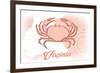 Virginia - Crab - Coral - Coastal Icon-Lantern Press-Framed Premium Giclee Print