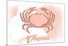 Virginia - Crab - Coral - Coastal Icon-Lantern Press-Mounted Premium Giclee Print