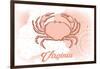 Virginia - Crab - Coral - Coastal Icon-Lantern Press-Framed Art Print