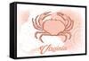 Virginia - Crab - Coral - Coastal Icon-Lantern Press-Framed Stretched Canvas