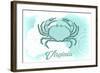 Virginia - Crab - Teal - Coastal Icon-Lantern Press-Framed Art Print