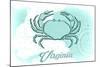 Virginia - Crab - Teal - Coastal Icon-Lantern Press-Mounted Art Print