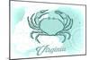 Virginia - Crab - Teal - Coastal Icon-Lantern Press-Mounted Art Print
