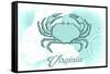 Virginia - Crab - Teal - Coastal Icon-Lantern Press-Framed Stretched Canvas