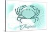 Virginia - Crab - Teal - Coastal Icon-Lantern Press-Stretched Canvas