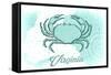 Virginia - Crab - Teal - Coastal Icon-Lantern Press-Framed Stretched Canvas