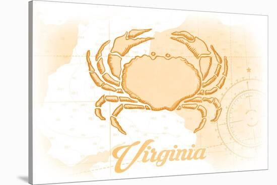 Virginia - Crab - Yellow - Coastal Icon-Lantern Press-Stretched Canvas