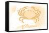 Virginia - Crab - Yellow - Coastal Icon-Lantern Press-Framed Stretched Canvas