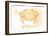 Virginia - Crab - Yellow - Coastal Icon-Lantern Press-Framed Art Print