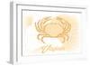 Virginia - Crab - Yellow - Coastal Icon-Lantern Press-Framed Art Print
