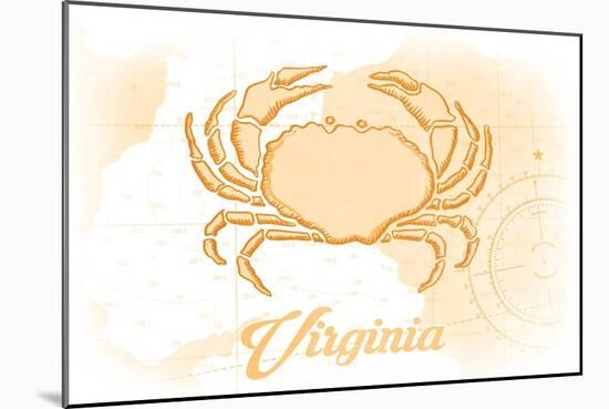 Virginia - Crab - Yellow - Coastal Icon-Lantern Press-Mounted Art Print