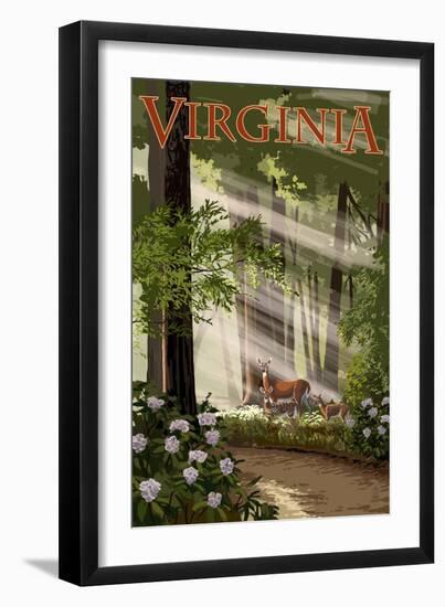 Virginia - Deer Family-Lantern Press-Framed Art Print