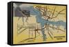 Virginia - Detailed Map of Norfolk-Portsmouth Bridge Tunnel-Lantern Press-Framed Stretched Canvas