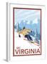 Virginia - Downhill Skier-Lantern Press-Framed Art Print