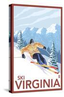 Virginia - Downhill Skier-Lantern Press-Stretched Canvas