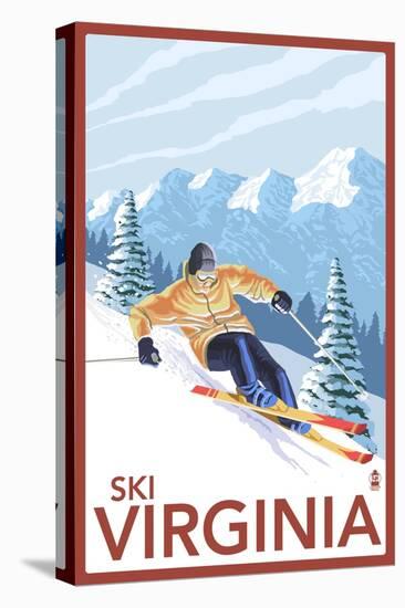 Virginia - Downhill Skier-Lantern Press-Stretched Canvas