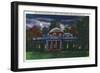 Virginia, Exterior View of the Monticello at Night near Charlottesville-Lantern Press-Framed Art Print