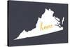Virginia - Home State - White on Gray-Lantern Press-Stretched Canvas