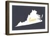 Virginia - Home State - White on Gray-Lantern Press-Framed Art Print