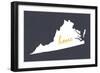 Virginia - Home State - White on Gray-Lantern Press-Framed Art Print