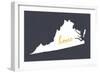 Virginia - Home State - White on Gray-Lantern Press-Framed Art Print