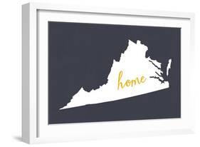 Virginia - Home State - White on Gray-Lantern Press-Framed Art Print