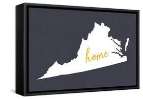 Virginia - Home State - White on Gray-Lantern Press-Framed Stretched Canvas