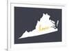 Virginia - Home State - White on Gray-Lantern Press-Framed Art Print